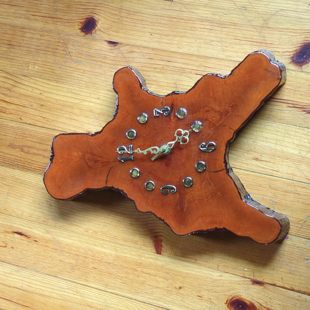 Hand Crafted Glossy Wooden Clock
